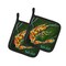 Edge Collections - 7.5" x 7.5" - Green - Green Waters Pair Of Multicolor Shrimp Pot Holders - 1 Pair